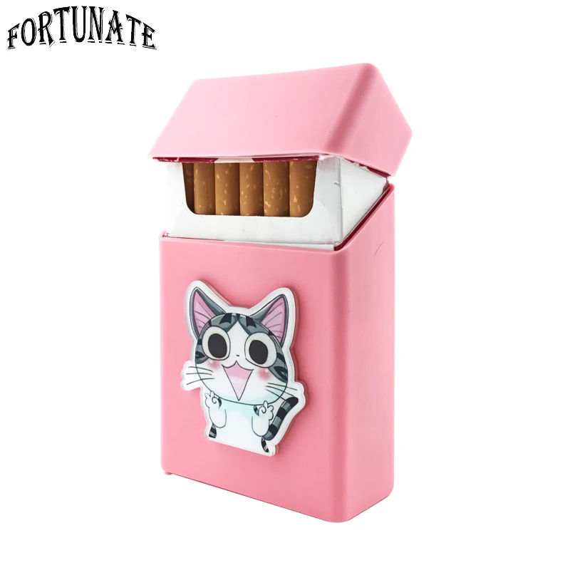 

Cute Cat Badge Silicone Cigarette Box Cigarette Case Cover Smoking Accessories 20 Cigarettes Box Cigarette Holder Tobacco Box