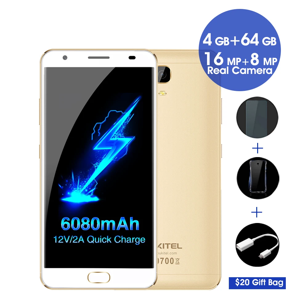 Oukitel K6000 plus 4G android 7 0 Smartphone 5 5 FHD MTK6750T Octa Core 16MP 4GB
