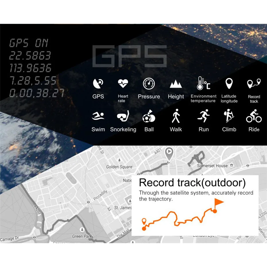 Многофункциональные спортивные Смарт часы Makibes G07 GPS Bluetooth 4 0 IP68 водонепроницаемые