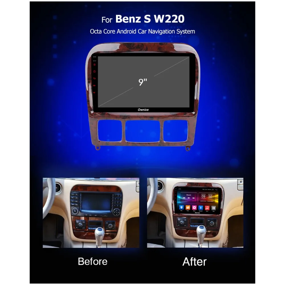 Clearance 9" IPS Octa Core 4G+32G Android 9.0 Car DVD Player for Mercedes Benz S CL Class W220 W215 S320 S430 S500 GPS Radio CarPlay DSP 1