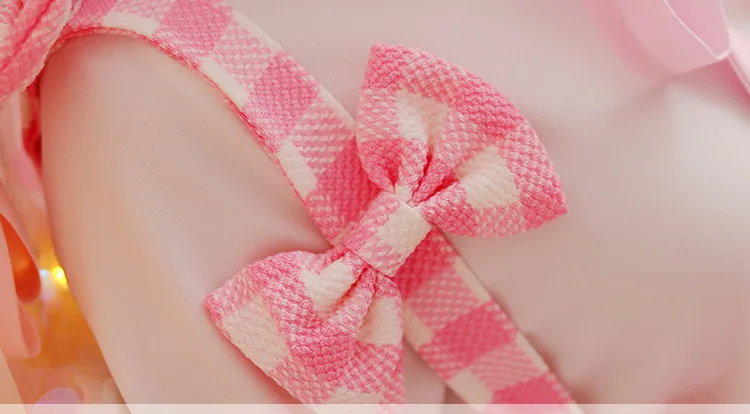 Женская клетчатая мини-юбка трапециевидной формы с бантом на лямках, милые японские мягкие модные розовые юбки на подтяжках JSK