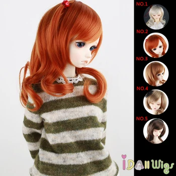 

New Arrival High Temperature Wire Muli-coloured Small Wave Curly Doll Hair Wigs with Skew Bangs for Pullip& 1/3 BJD Dolls