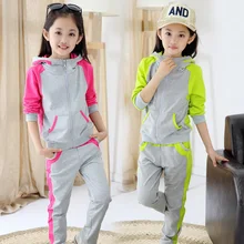 Children s clothing female child autumn 2015 kids clothes set sports Seires girl school uniform Two