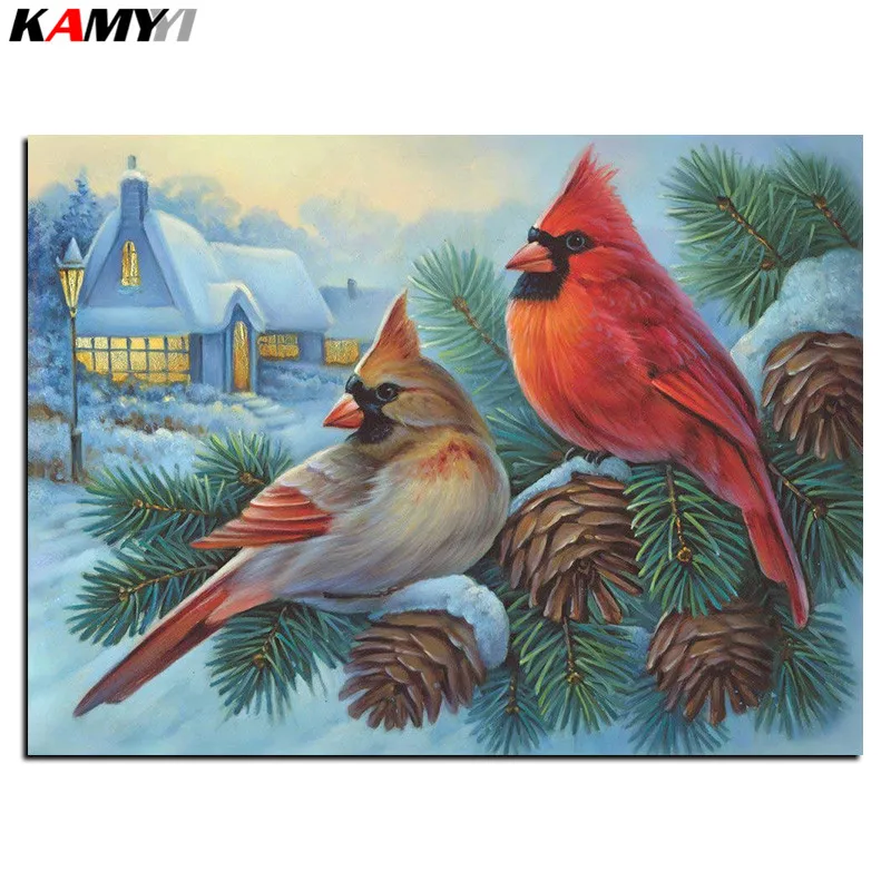 

5D Diy diamond painting cross stitch Winter Cardinals Full Square Diamond embroidery Needlework Rhinestone Mosaic decor B628