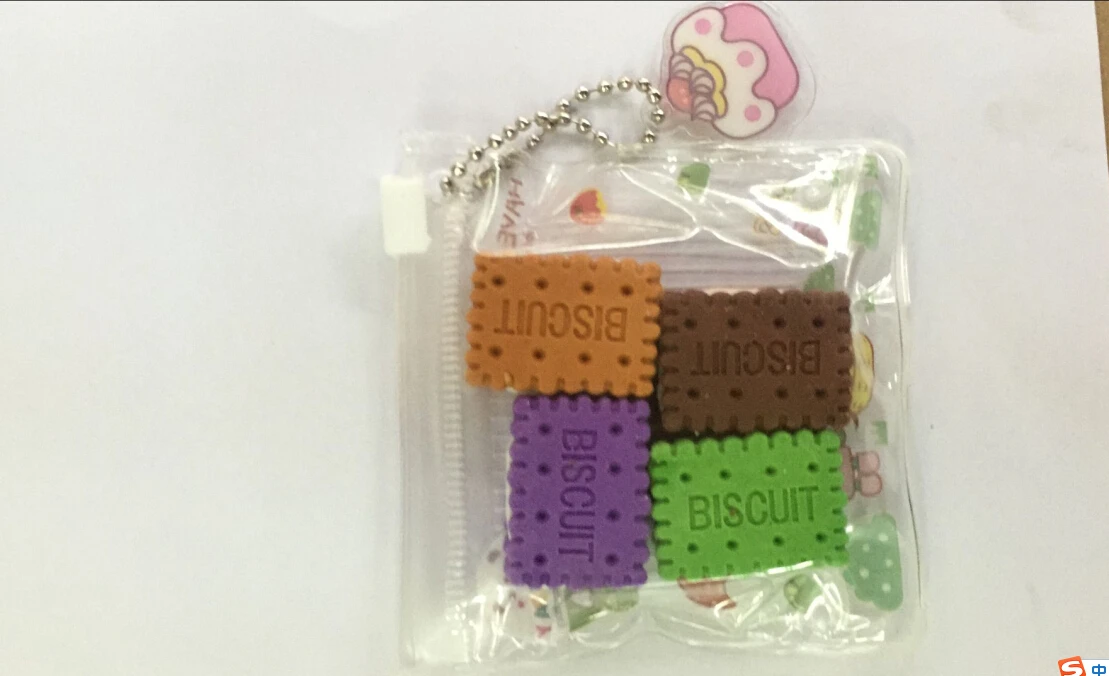 4 шт. карандашный ластик для детей, мини-печенье, резиновые канцелярские принадлежности, подарок для детей, любовь - Цвет: Random
