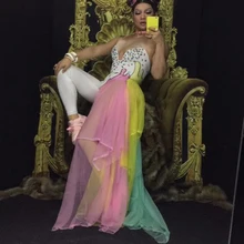 Ночной клуб Сексуальная красочная танцевальная одежда Вечерние растягивающийся костюм наряд