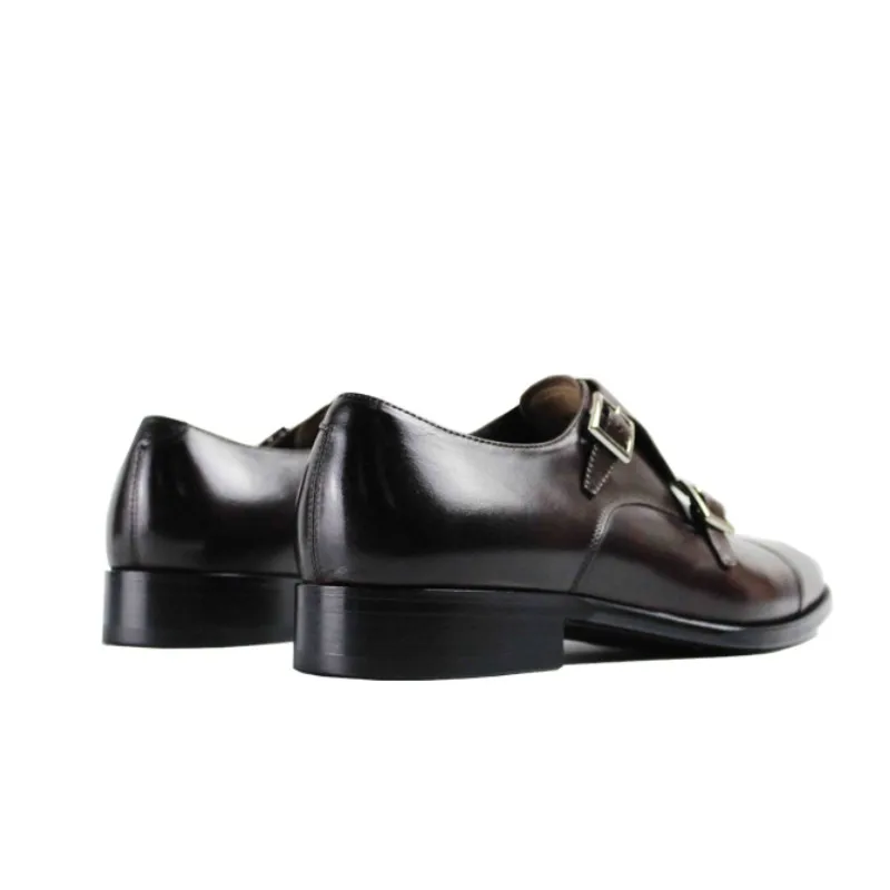 Heißer Vintage Leder Echtem Hochzeit Kleid Mönch Marke Party Schuh Aus Männlichen Handgemachte Designer Büro Brown 2019 Schuhe Der Männer Dark Vikeduo Casual 6qp5In