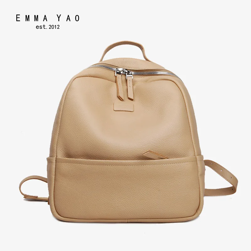 

EMMA YAO women leather backpack fashion summer bag brand korean women backpack