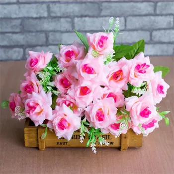 

Fake Rose Bunch (7 stems/piece) Simulation Roses with Plastic Accessories for Wedding Home Showcase Decorative Artificial Flower