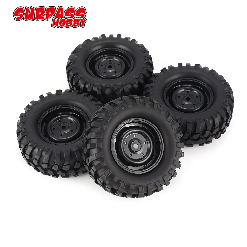 

4pcs 96mm 1.9in Rubber Tire Tyre with Beadlock Wheel Rim for AXIAL SCX10 90046 RC4WD D90 1/10 RC Off-road Crawler Car