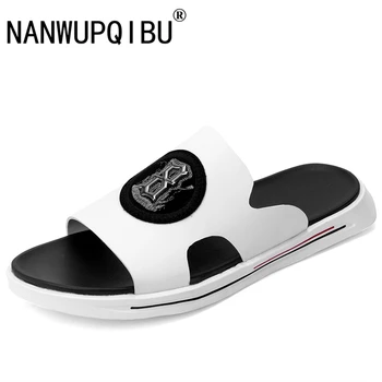 

Genuine Leather Men's Slippers Men Flip Flops High Quality Beach Sandals Non-slip Male Slippers Home Slippers