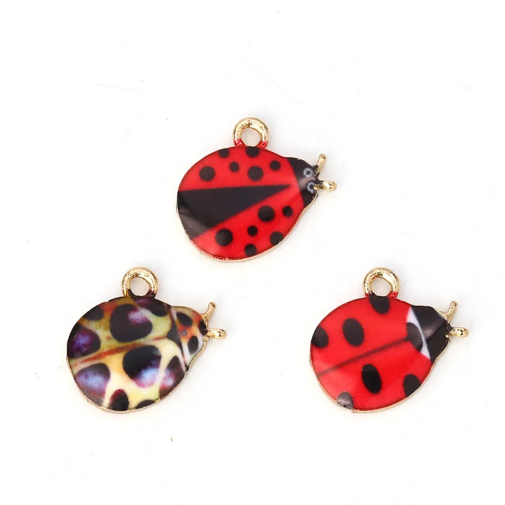 

Doree Box New Fashion Zinc Based Alloy Charms Ladybug Animal Gold Color Enamel Pendants Jewelry 15mm( 5/8") x 13mm( 4/8"),10 PCs