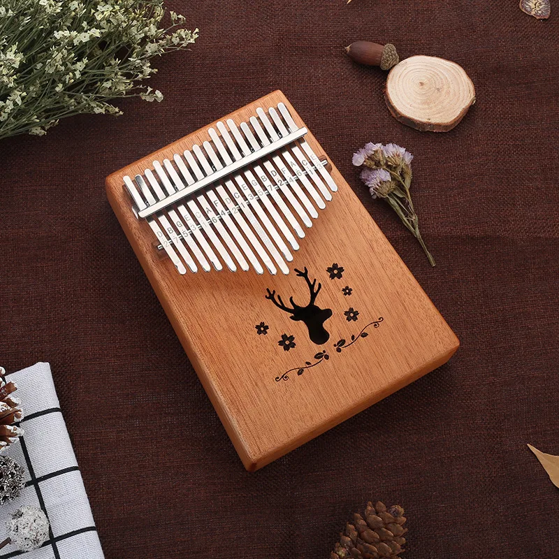 

17 Keys Kalimba Wood Mahogany Body Thumb Piano Musical Instrument accessories colors can be choosed