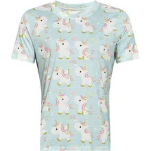 Футболка для Для женщин летние шорты рукавом Прекрасный маленький единороги цветок печатных футболка Топ для девочек узор футболка Повседневная футболка