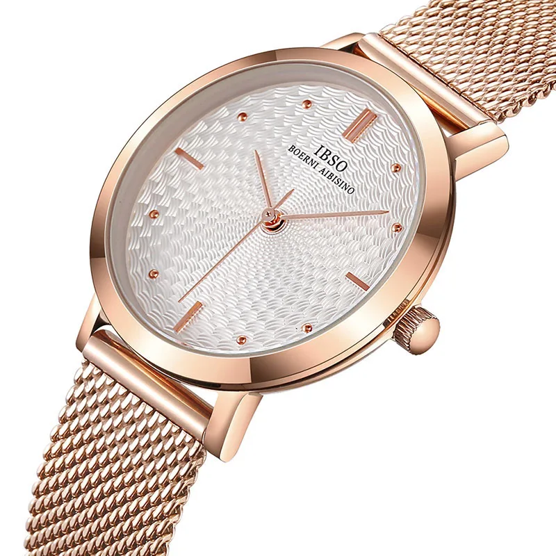 IBSO Top Brand Women's Watches Fashion Ultra thin Stainless Steel Mesh Strap Quartz Clock Hours Ladies Watch Relogio Masculin IBSO Top Brand Women's Watches Fashion Ultra thin Stainless Steel Mesh Strap Quartz Clock Hours Ladies Watch Relogio Masculin