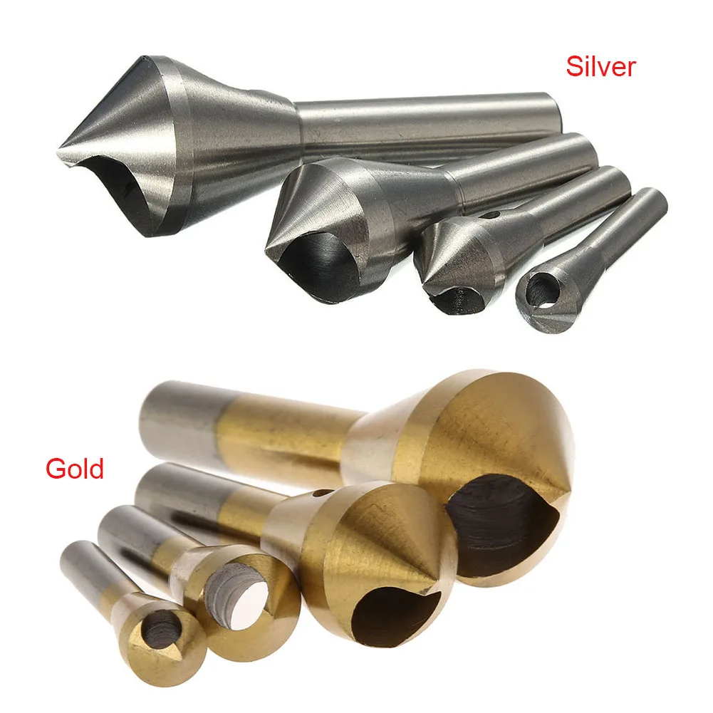 

4Pcs/Set Countersink & Deburring Center Drill Bits Stainless Steel Expanding Step Chamfering Tools WWO66