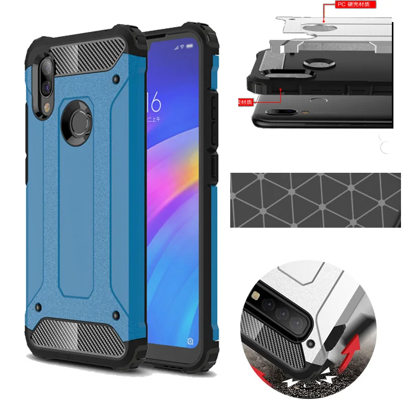 

Heavy Protective Cases For Xiaomi Redmi 7 Hybrid Rubber Hard Back Cover Shockproof Phone Case For Redmi Note7 Rugged Armor Capa