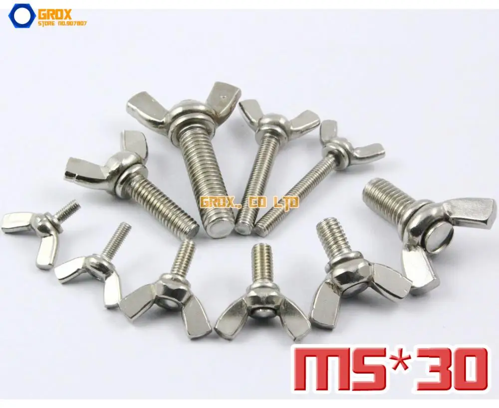 10 Pieces M5 x 30mm 304 Stainless Steel Wing Bolt Butterfly Screw Bolt