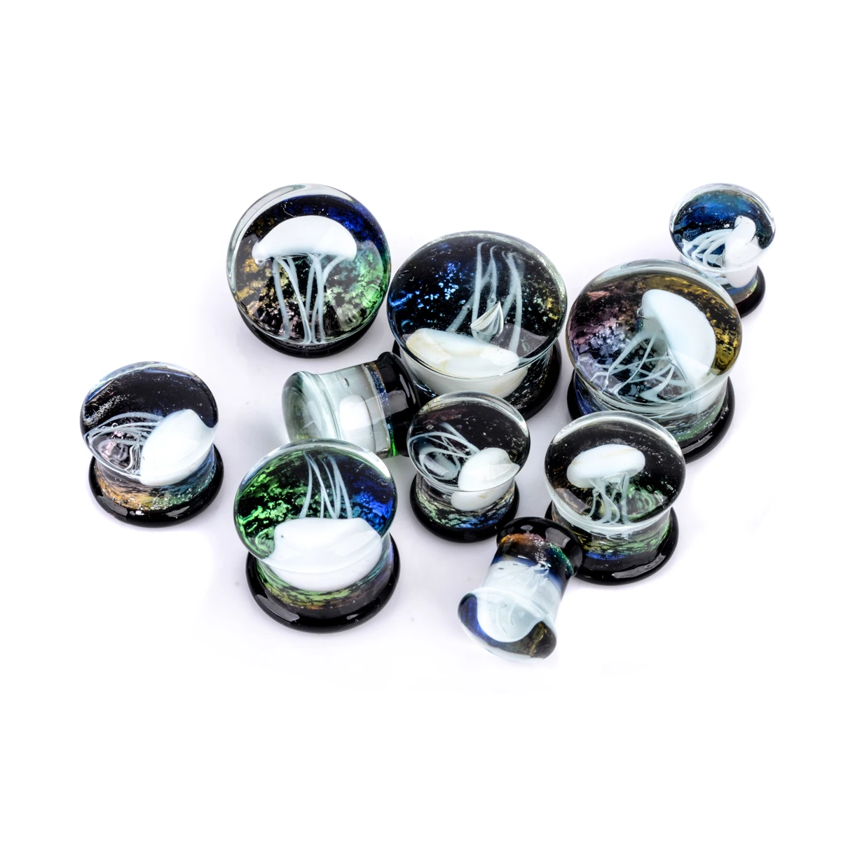 2pcs 8-16mm Green Jellyfish Grass Ear Plug Ocean Double Flared Translucent Bright Ear Gauge Expander Ear Piercing Body Jewelry