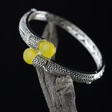 Характер серебра S925 серебро прекрасный серебряный гранат браслет полые резные роскошные леди