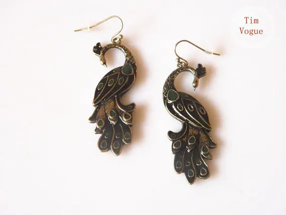 Antique bronze peacock earrings jewelry | Украшения и аксессуары