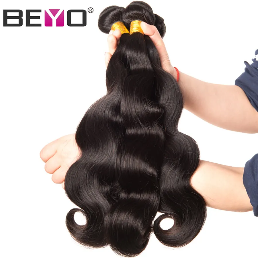 Beyo Malaysian Body Wave Bundles Natural Color Human Hair Weave Bundles 1/3/4 Bundle Deals Non-Remy Hair Extension 10\