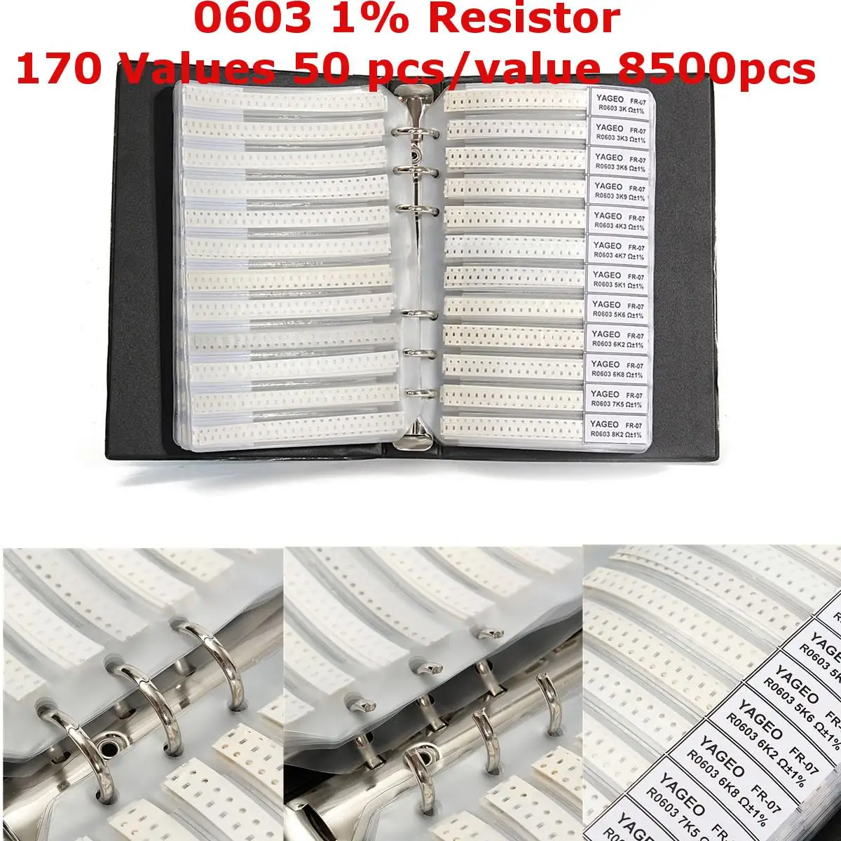 Beste NIEUWE Zwarte 0603 1% SMD Weerstand 170 Waarden 50 stuks waarde 8500 pcs Monster Boek Assortiment Kit Weerstanden Monster hot Koop Laagste Prijs