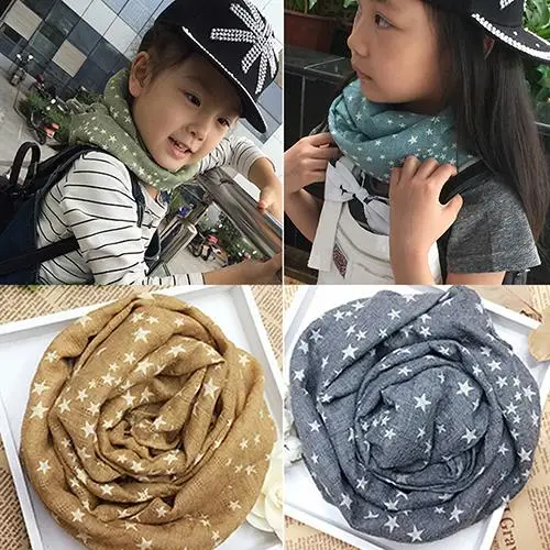 Hot Hot SellGirl's Kids Star Pentagram Warm Shawl Autumn Winter Gift s Stole Soft Scarf 7QS2