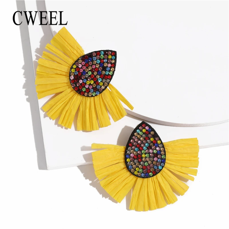 

CWEEL Bohemian Long Tassel Earrings For Women Crystal Big Statement Beads Earings Fashion Jewelry Wedding Pendientes