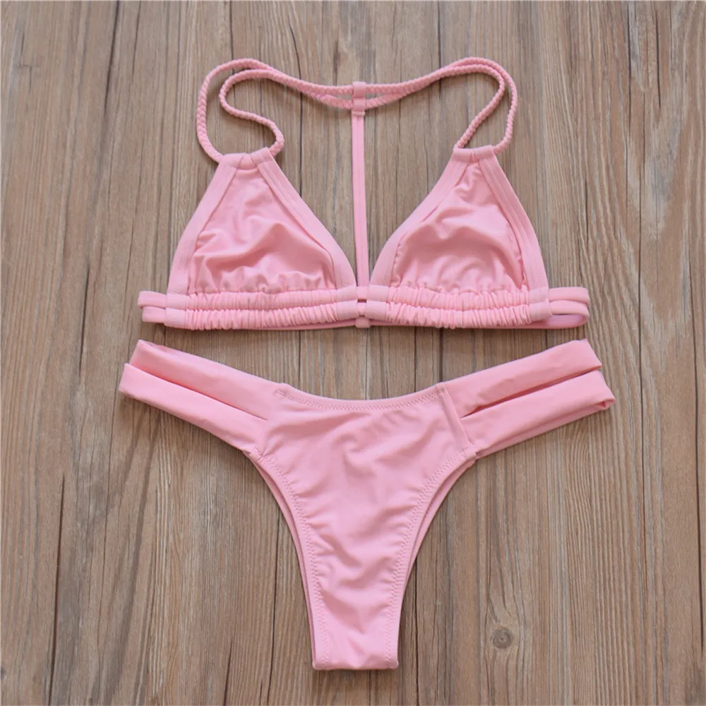 2017 new sexy bikini push up swimwear delle donne costume da bagno halter retro beachwear costumi