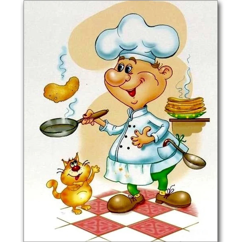 

Full Square/Round 5D DIY Diamond Embroidery "Cartoon cook" Diamond Painting Cross Stitch Mosaic Decor gift