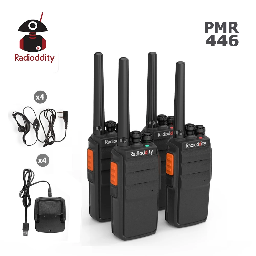 4 шт. двухсторонняя радиосвязь R2 PMR446Mhz 16CH UHF Scrambler VOX Walkie Talkie большой диапазон с USB