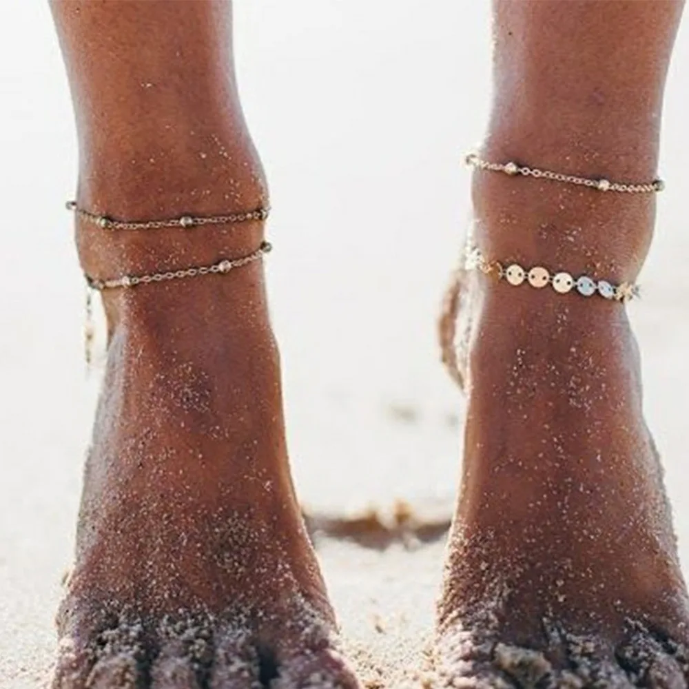 New Anklet Ankle Bracelet Cheville Silver Plated Gold Beads Chain Foot