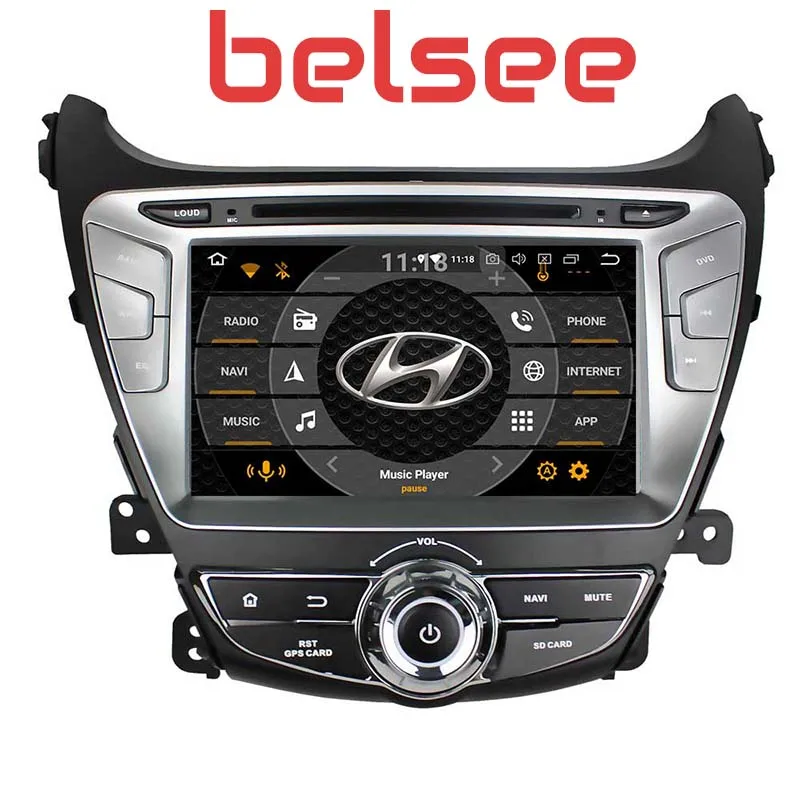 Cheap Belsee for Hyundai Elantra 2014 2015 Android 8.0 Car Radio Audio DVD Player Autoradio 2 Din GPS Stereo Octa Core WiFi 4GB 32GB 2