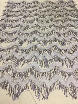 

African Lace Fabric 2018 French Sequins Net Lace Sequins Fabrics High Quality African Black Tulle Sequins Lace Fabric X21751