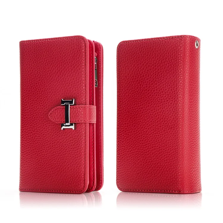 Съемный кожаный чехол-кошелек на молнии для iPhone XS MAX XR 6 6S 7 Plus 8X5 SE 11 Pro Max многофункциональный чехол-сумочка - Цвет: Red