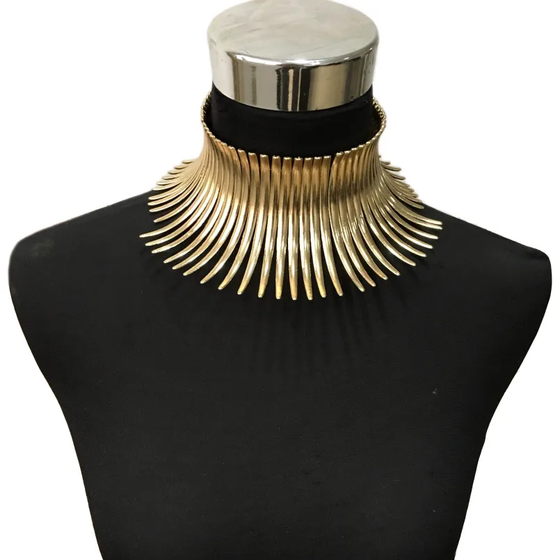 MANILAI Aboriginal Indian Bending Alloy Statement Choker Women Noble Bib Collar Necklace Maxi Jewelry Fashion Torques Big - Image 4