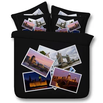 

London Flyover Digital print Bedding Set Quilt Cover Design Bed Set Bohemian a Mini Van Bedclothes 3pcs Large size JF097