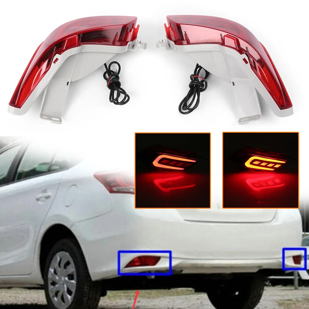 

2PCS LED Rear Bumper Lamps Fog Brake Tail Lights Taillight For Toyota VIOS 2016 2017 Automobile Parts Accessories