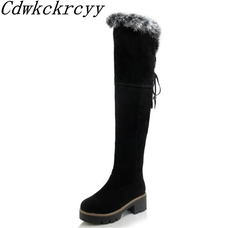 

Women Boots Autumn and winter New style fashion Rabbit's hair Non-slip High-heeled Cashmere Keep warm Winter boots size 34-43