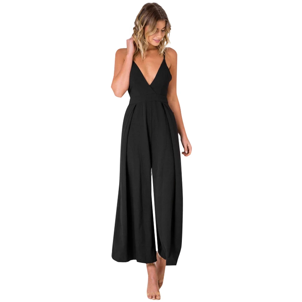 2019 Summer Overalls Sexy Slip Rompers Women Jumpsuit Deep