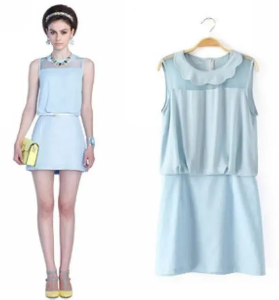 [ B-4 ] 2014 весной новые женщины мило драпированные dresses танк длиной до колен