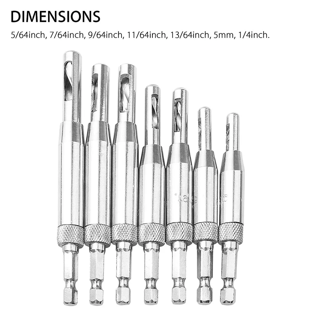 7x HSS Self Centering Door Hinge Twist Wood Drill Bit Tools Kit Set Hole Puncher