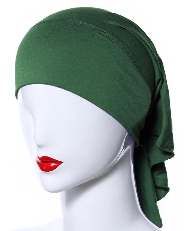 20 цветов Рамадан модальный мусульманский женский внутренний хиджаб колпачки исламские подшарфики шапки ниндзя простой хиджаб выпадение волос шляпа Niquabs капот - Цвет: dark green
