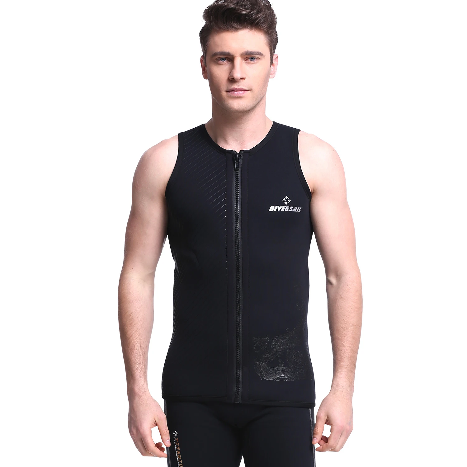 WoCoo-Wetsuit Men 3mm Neoprene Surfing Suit Sleeveless Diving Suit Vest Snorkeling Swimming Vest Zipper Thermal Wetsuits 