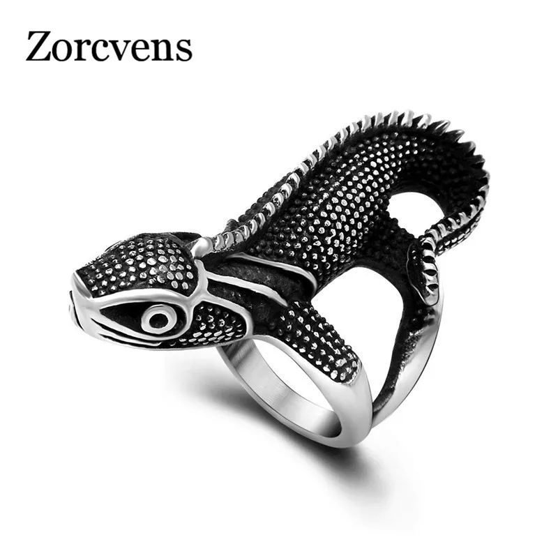 Modyle Punk Rock Style Geckos Shape Men Ring Cool Stainless Steel Rings Personality High Quality Biker Jewelry Never Fade