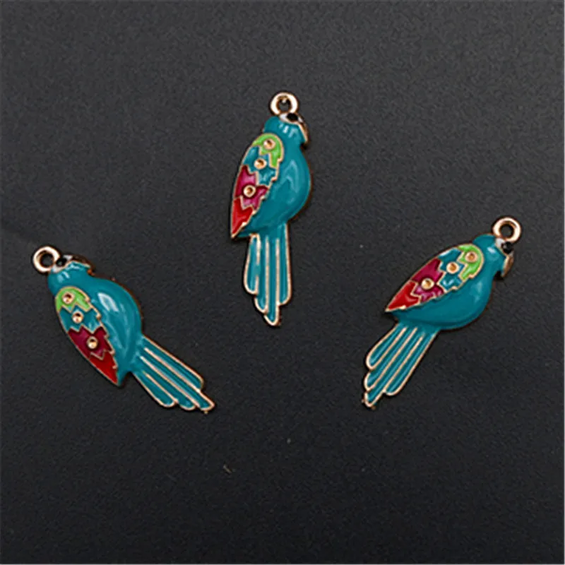

WKOUD 8pcs Harajuku bird light blue enamel charm alloy pendants for earrings necklace brooch DIY charm jewelry making A348