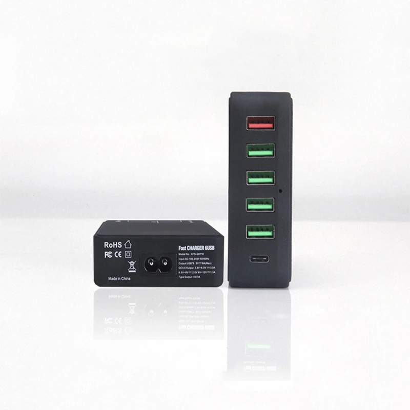 

Universal 3.0 USB Charger Station & Type-C 6 Ports USB Travel Wall Fast Charger Power Adapter For iPhone 8 X Samsung