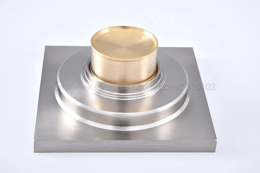 Shower Drains 10*10cm Square Bath Drains Strainer Hair Brushed Nickel Bathroom Floor Drain Waste Grate Drain zhr069