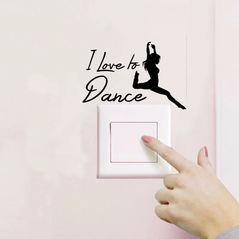 I love to Dance винил наклейки на выключатель художественные съемные наклейки на стену домашний Декор Гостиная A2061